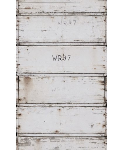 Stapelgoed - Fotobehang Crateworld - Wit - 900x50cm