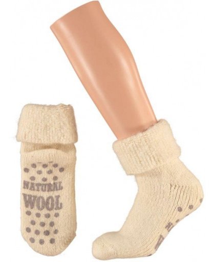 Wollen huis sokken voor dames ecru 39-42 - Warmte antislip sokken