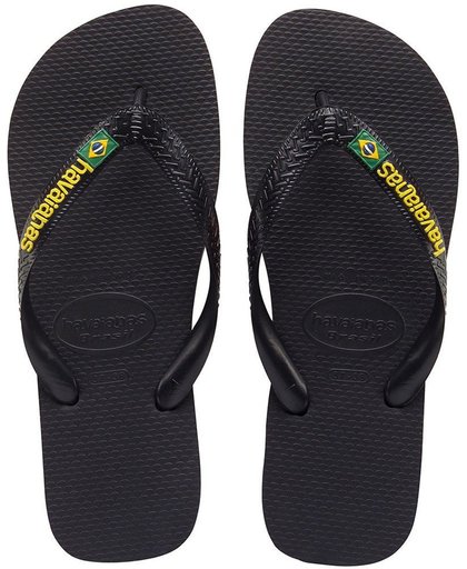 Havaianas Brasil Logo Slippers Unisex - Black/Yellow
