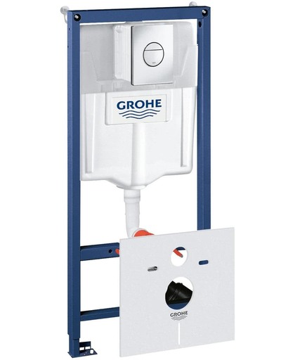 GROHE Rapid SL 4-in-1 set voor hangend toilet, wandmontageset, 1,13 m, bedieningsplaat Nova Cosmopolitan Chroom, met geluiddempingset