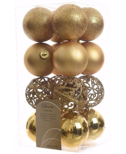 Kerst kerstballen goud 6 cm Christmas Gold 16 stuks