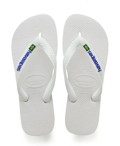 Havaianas Brasil Logo Slippers Unisex - White