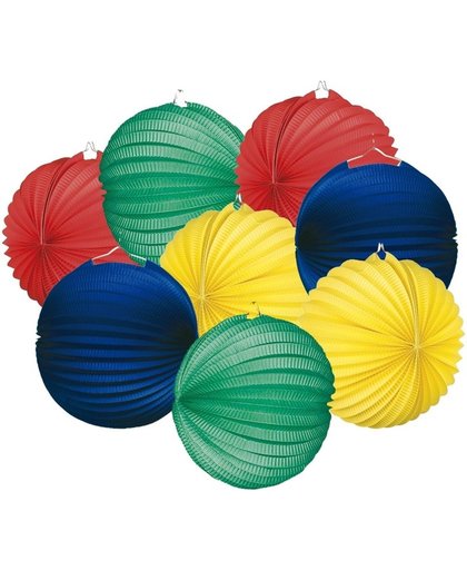 Feest lampionnen pakket - 8 stuks - gekleurde bol lampionnen