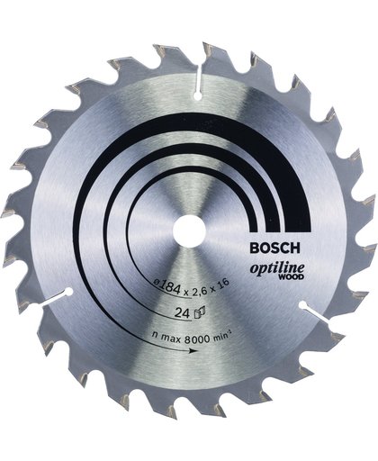 Bosch Cirkelzaagblad Optiline Wood 184 x 16 x 2,6 mm - 24 tanden