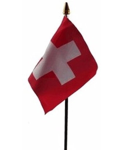 Zwitserland mini vlaggetje op stok 10 x 15 cm