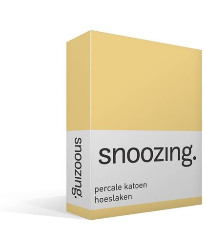 Snoozing - Hoeslaken - Percale katoen - Eenpersoons - 90x220 cm - Percale katoen - Geel