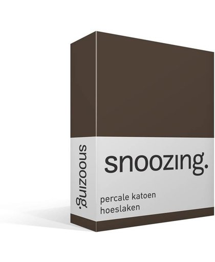 Snoozing - Hoeslaken - Percale katoen - Eenpersoons - 90x220 cm - Percale katoen - Bruin