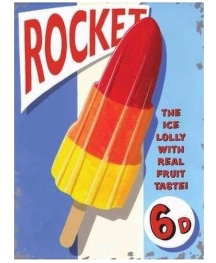 IJsje retro muurplaatje Rocket Ice Lolly 15 x 20 cm