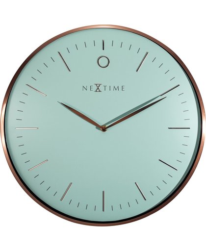 NeXtime Glamour - klok - Rond - Metaal en Gebold Glas - Stil uurwerk - Ø 40 cm - Turquoise