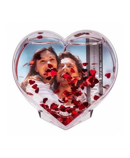 Hartvormige 3d fotolijst met hartjes confetti 9x9 cm
