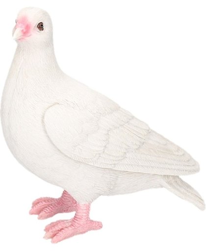 Dierenbeelden witte duif- Decoratie beeldje duif wit 20 cm
