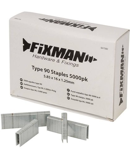 Fixman Type 90 Nietjes, 5000 Stuks 5,85 X 16 X 1,25 Mm