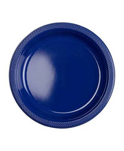 Donkerblauwe borden plastic 23cm 10 stuks