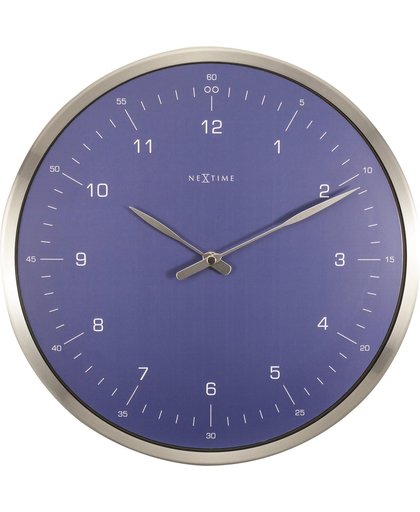 NeXtime 60 Minutes - Wandklok - Rond - Metaal en Gebold Glas - Stil uurwerk - Ø 33 cm - Blauw