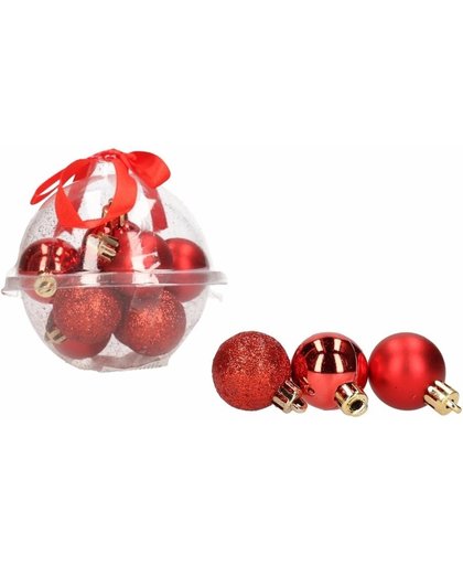 Kerstboom decoratie mini kerstballetjes 3 cm 12 x Classic Red