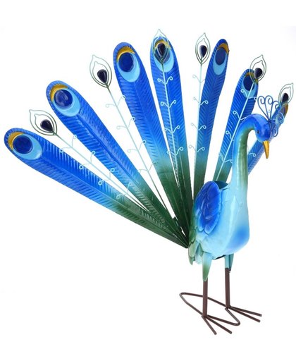 Tuinbeeld blauwe pauw 60 cm