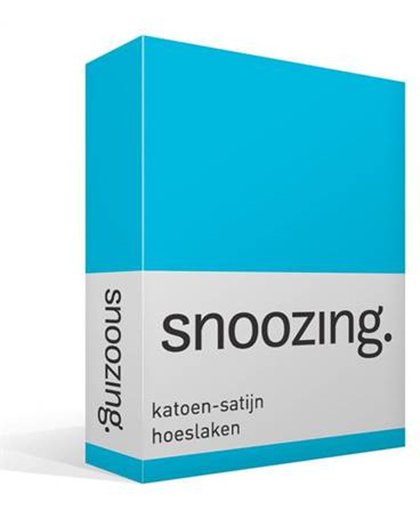 Snoozing - Katoen-satijn - Hoeslaken - Eenpersoons - 90x220 cm - Turquoise