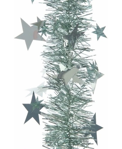 Mintgroene kerstboom folie slinger met sterren - 270 cm - groene kerstslingers