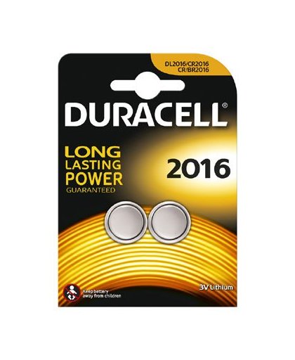 Duracell Specialty lithium knoopcelbatterij - CR2016 - 2 stuks