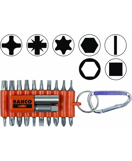 BAHCO type 59S/22-1 bitset met 10 bitjes en 2 koppelstukken plus handig insteekmagazijn met riemclip