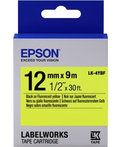 Epson Fluorescent Tape - LK-4YBF Fluor Blk/Yell 12/9