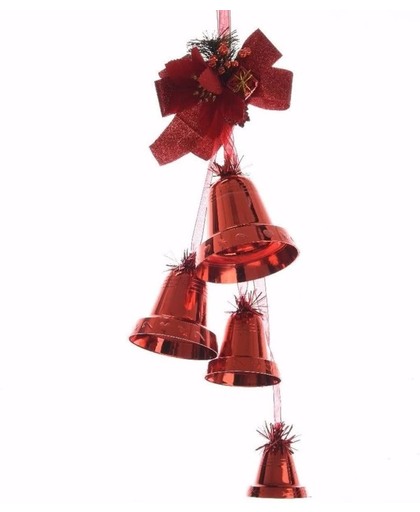 Kerst decoratie klokjes hanger rood Christmas Red 50 cm