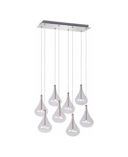 Lucide verstelbare hanglamp tears 8-lichts l49.5 x b24.5 cm - glas mat chroom