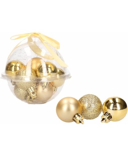 Kerstboom decoratie mini kerstballetjes 3 cm 12 x Classic Gold