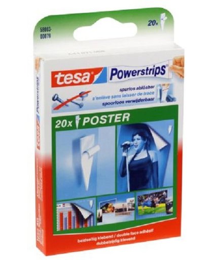 Tesa - 58003 - powerstrips - voor posters - 20 stuks