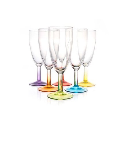 Luminarc Crazy Colors champagneglazen op voet - 14 cl - 6 stuks