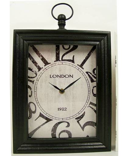 Home & Styling Wand / tafelklok "London" 30x24x6 (zwart)