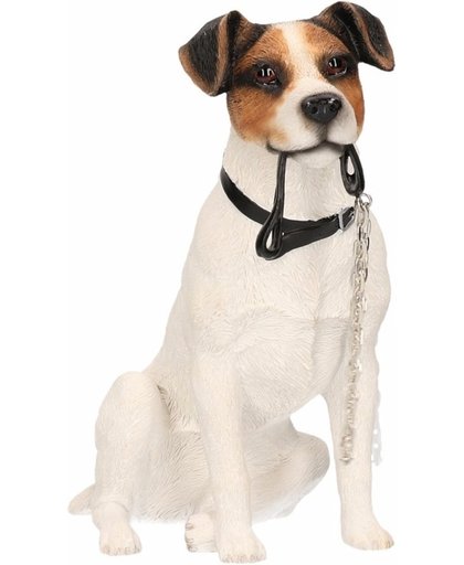 Honden beeldje Jack Russel hond met riem 15 cm