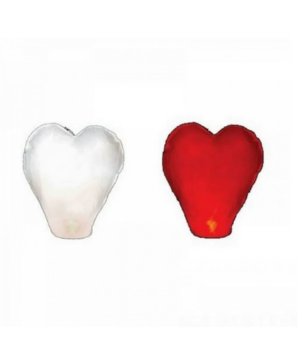 Lampion hart 2x in wit en rood van JY&K | lampionnen | kaarsen lampion | candle bag | valentijn | liefde |