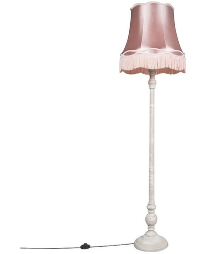 QAZQA FL Granny - Vloerlamp met lampenkap - 1 lichts - H 1750 mm - roze