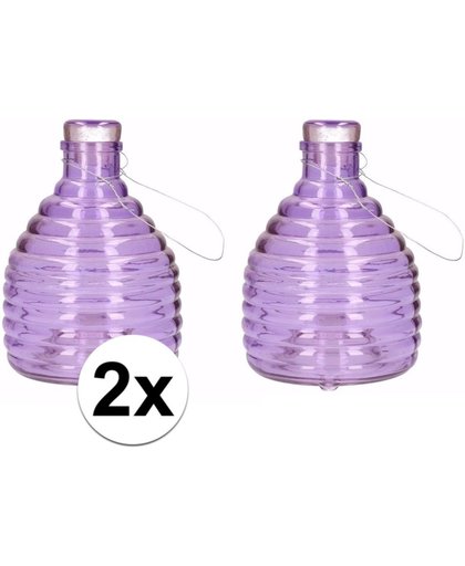 2x Wespenvangers / wespenval van paars glas 18 cm