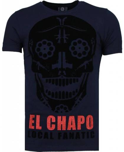 Local Fanatic El Chapo - Flockprint T-shirt - Navy - Maten: XXXL