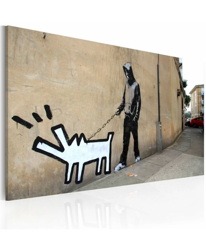 Schilderij - Blaffende hond (Banksy) 40x60cm