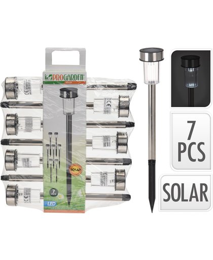 ProGarden Set van 7 RVS solarlampen
