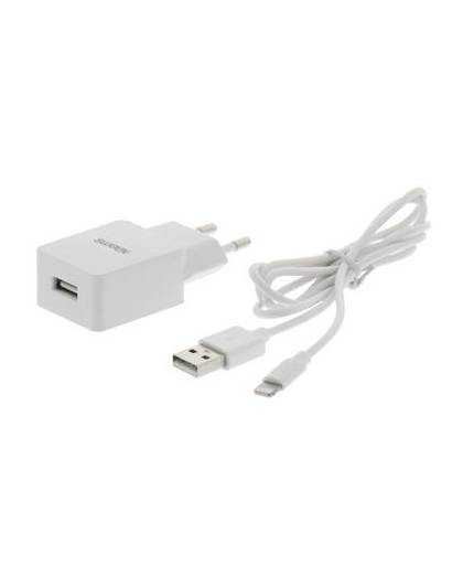 Sweex usb stopcontact lader met apple kabel 2.1 a - wit