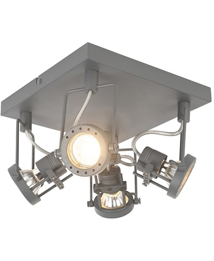 QAZQA Spot Suplux - Plafond spot - 4 lichts - H 155 mm - antraciet