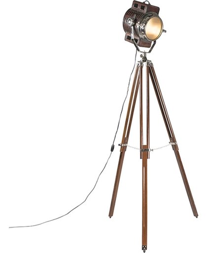 QAZQA Vloerlamp Tripod Camera bruin