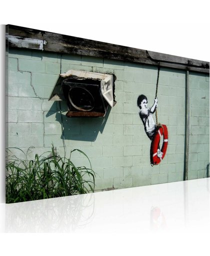 Schilderij - Schommelen (Banksy) 40x60cm