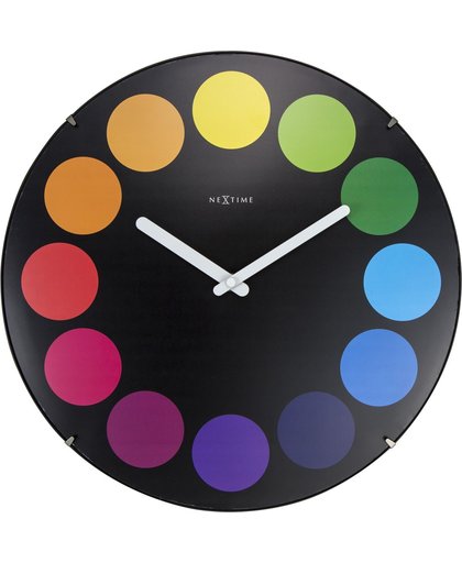 NeXtime Dots Dome - Klok - Stil uurwerk - Rond - Glas - Ø35 cm - Zwart