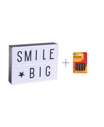 Led lightbox a5 - inclusief 60 letters & symbolen - gratis batterijen meegeleverd - 21 x 15 x 4 cm