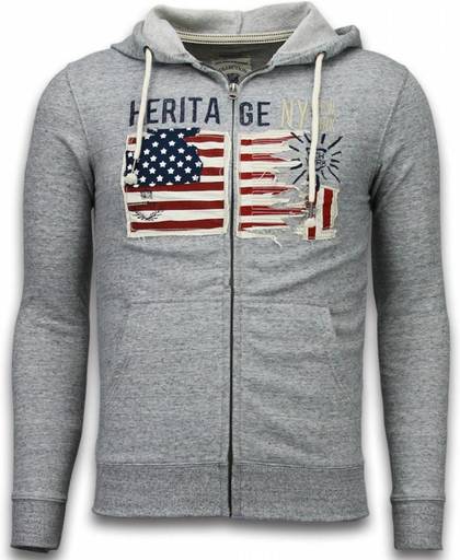 Enos Casual Vest - Embroidery American Heritage - Grijs