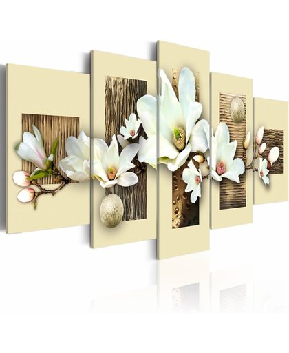 Schilderij - Textuur en magnolia
