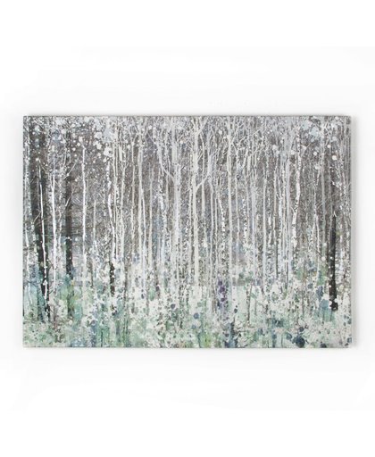 Art for the Home - Aquarel Bossen - Canvas - Grijs/groen - 100x70 cm