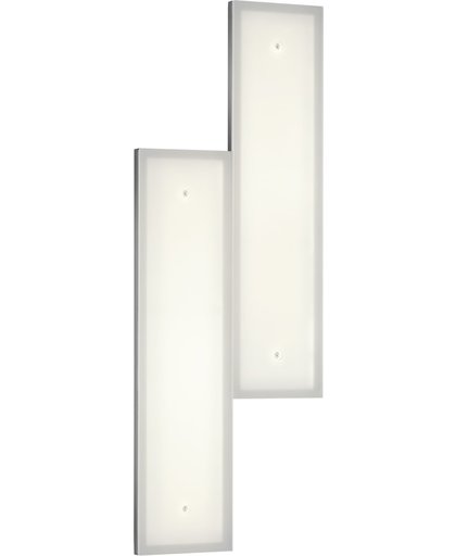 TRIO, Wand lamp, Denver incl. 2 x LED,SMD,10,0 Watt,3000K,900 Lm. Acryl, Wit, Armatuur: Metaal, Nikkel mat L:20,0cm, L:5,0cm, H:55,0cm Geschikt voor externe dimmer,Wand montage,