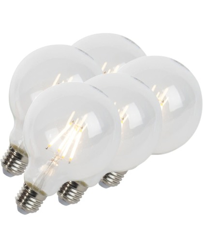 LUEDD Set van 5 LED filament lamp E27 5W 470lm G95 dimbaar helder