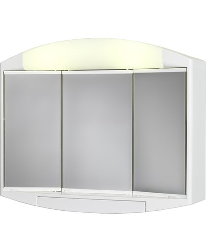 Allibert KALY - toiletkast - 3 spiegeldeuren - wit kunststof - 1 UTE (conform BEL) stopcontact - 1 verlichtingsschakelaar - 59 cm breed